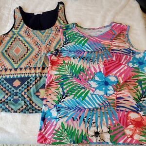 Two Tank Tops Floral & Aztec  Small Lot